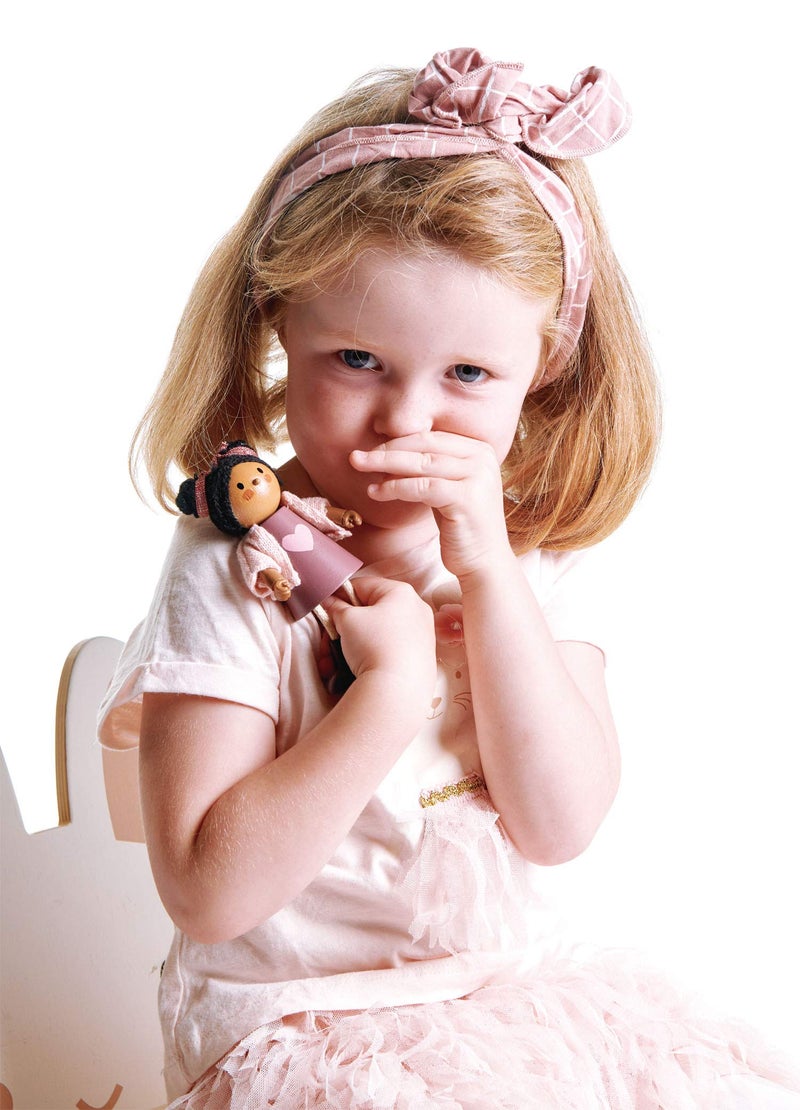 Tender Leaf Toys - Ayana and Her Cat - Wooden Miniatures Flexible Doll, Multicultural Action Figure for Dollhouse - Encourage Creative and Imaginative Fun Play for Children - Age 3+ - Image 2